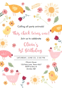 Invitation Chick Pink 0446 Round design preview