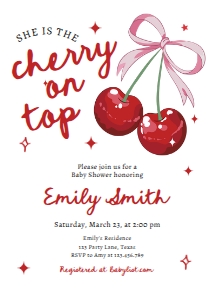 Baby Shower Invitation Cherry on Top 0539 design preview