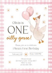 Birthday Invitation Silly Goose Pink 0540 design preview