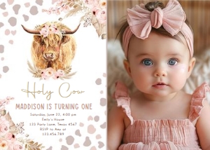 Birthday Invitation Highlander Holy Cow Photo 0453 design preview