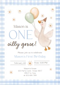 Birthday Invitation Silly Goose Blue 0540 design preview