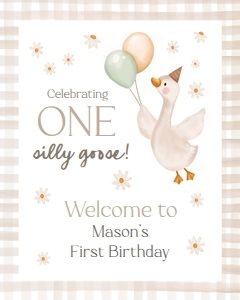 Birthday Welcome Sign Silly Goose Neutral 0540 design preview