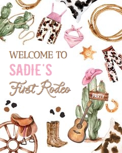 Welcome Sign Cowboy First Rodeo Pink 0509 design preview