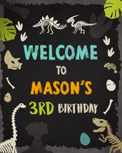 Welcome Sign Fossil Dinosaur Dark 16x20 0269 design preview