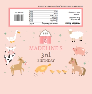 Candy Bar Wrapper Farm Animals Simple 0436 design preview