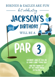 Invitation Golf Par 3 Blue White 0405 design preview