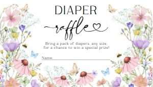 Diaper Raffle Wildflowers Black 0543 design preview