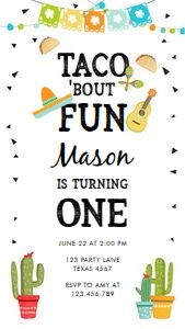 Birthday Invitation Taco Bout Fun Phone Boy 0161 design preview