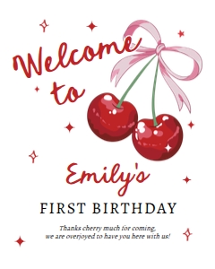 Welcome Sign Birthday Cherry 0539 design preview
