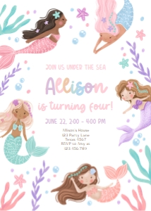 Birthday Invitation Mermaid 0546 design preview