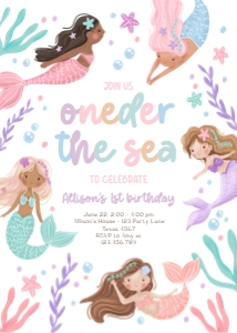 Birthday Invitation Mermaid Oneder The Sea 0546 design preview