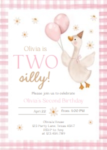 Birthday Invitation Two Silly Goose Pink 0540 design preview
