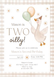 Birthday Invitation Two Silly Goose Neutral 0540 design preview