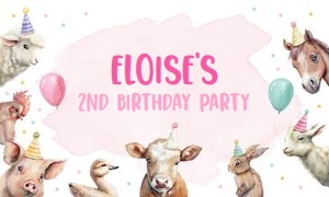 Backdrop Banner Farm Animals Girl 0448 design preview