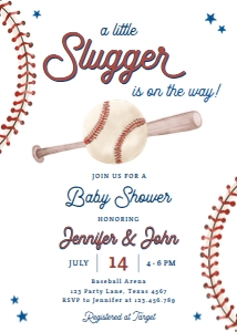 Baby Shower Invitation Baseball Little Slugger 0492 design preview