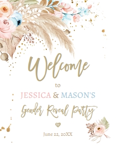 Welcome Baby Shower Pampas Grass Pink Blue 0395 design preview