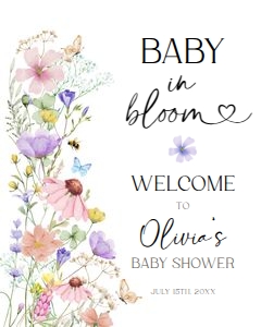 Baby Shower Welcome Sign Baby In Bloom 0543 design preview