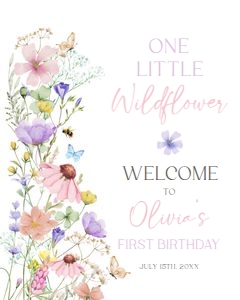 Birthday Welcome Sign One Little Wildflower 0543 design preview