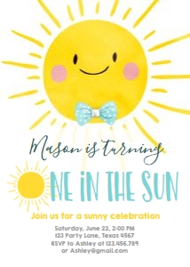 Birthday Invitation Sunshine Boy One in the Sun V2 0141 design preview