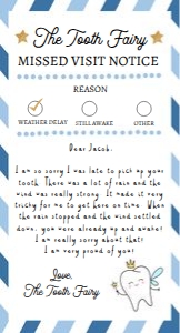 Tooth Fairy Missed Visit Notice Blue 0526 design preview