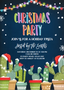 Christmas Party Fiesta Cactus Invitation 0273 design preview