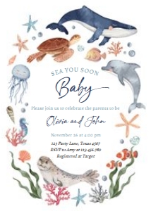 Baby Shower Invitation Sea You Soon Round 0504 design preview