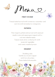Menu Card Wildflower 0543 design preview