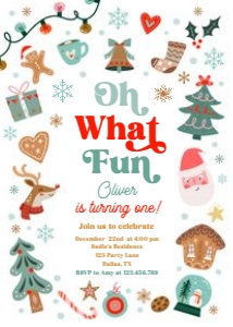 Birthday Invitation Christmas Elements Oh What Fun Neutral 0529 design preview