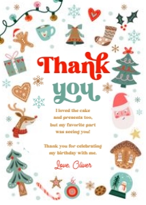 Thank You Card Christmas Elements Neutral 0529 design preview