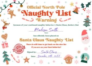 Santa Claus Naughty List Warning Christmas Elements 0529 design preview