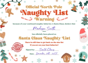 Santa Claus Naughty List Warning Christmas Elements Neutral 0529 design preview