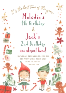 Invitation Elf Joint Boy Girl White 0358 design preview