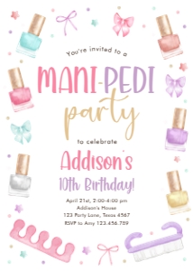 Birthday Invitation Mani-Pedi Party v3 0562 design preview