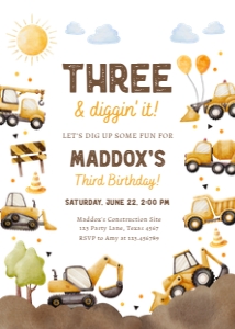 Birthday Invitation Construction Third Birthday 0563 design preview