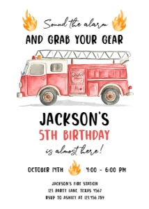 Birthday Invitation Firetruck Sound The Alarm v2 0564 design preview