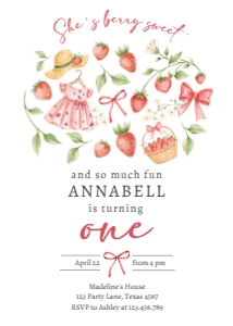 Birthday Invitation Strawberry Berry Sweet One v2 0567 design preview