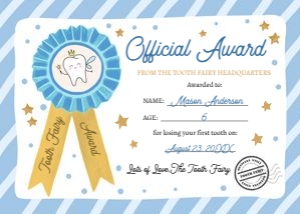 Tooth Fairy Certificate with Award Boy v2 0526 design preview