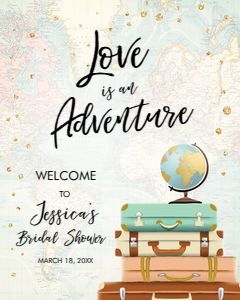 Welcome Sign Bridal Shower Travel Love is an Adventure 0263 design preview