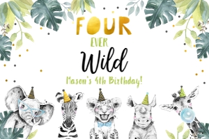 Backdrop Banner Party Animals Four Ever Wild Gold Boy 0322 design preview