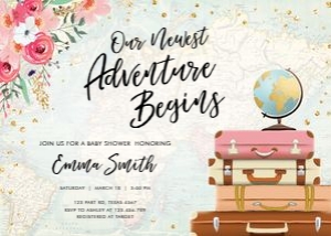 Baby Shower Invitation Travel Newest Adventure Begins 0030 design preview