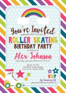 Roller Skating Birthday Party Invitation design preview