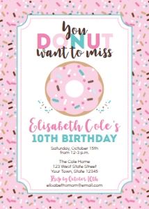 Donut Birthday Party Invitation Pink design preview