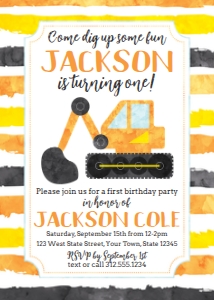 Dig Up Fun First Birthday Party Invitation design preview