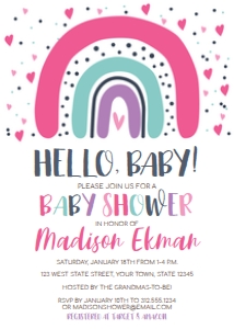 Rainbow Pink Baby Shower Invitation design preview