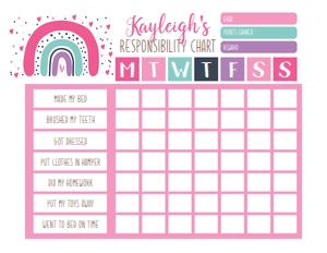 Rainbow Pink Responsibility Chart design preview