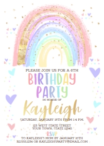 Pastel Rainbow Birthday Party Invitation: Pastel Rainbow Birthday Invitation