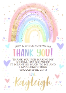 Pastel Rainbow Thank You Card: Pastel Rainbow Thank You Card