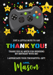 Video Game Thank You Card design preview