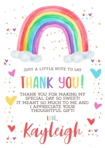 Rainbow Watercolor Thank You Card design preview
