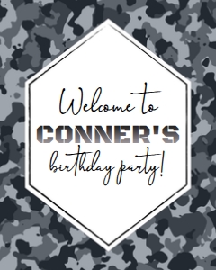 Camo Black Welcome Sign: Camo Black Welcome Sign